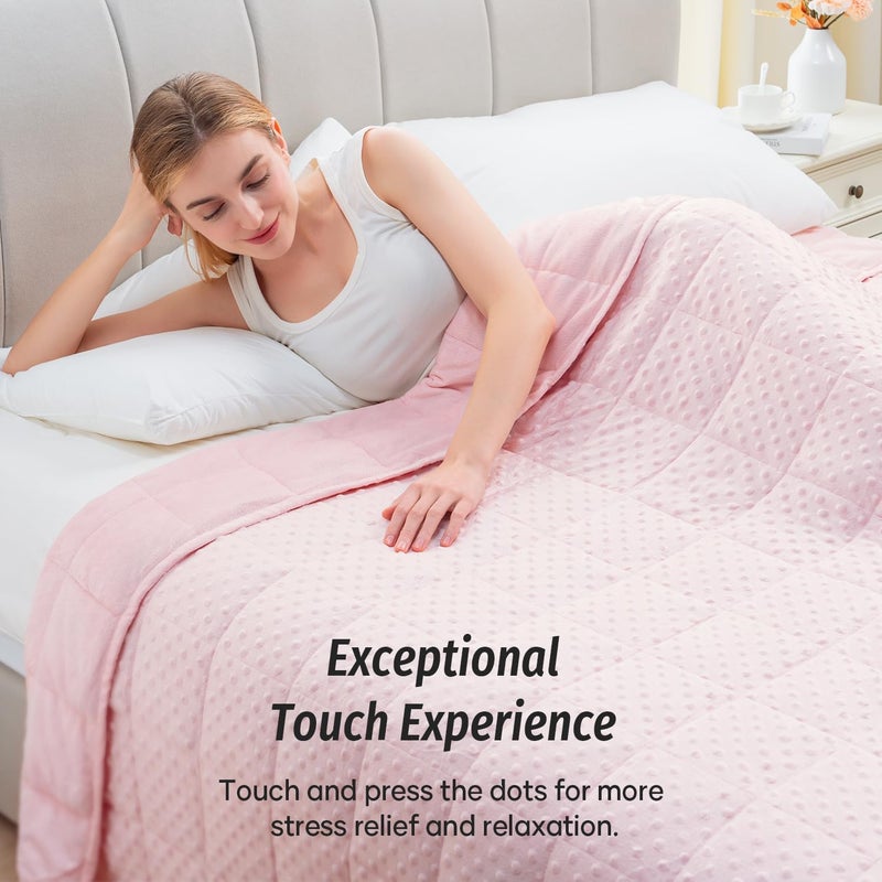 Wemore Minky Dot Weighted Blanket for Adults, Double Size, 15 lbs(60''x80''), Soft, Cozy, Heavy Blanket for Stress Relief and Sleep Promotion, Breathable Blanket for All Seasons with Glass Beads - Image 4
