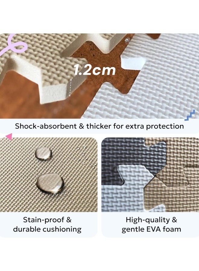 الدليبن سجادة لعب للأطفال، سجادة لعب ناعمة من مادة إي في إيه وحصائر زحف، سجادات أرضية من إسفنج الألغاز المتشابك، خالية من مادة بيسفينول أ، مناسبة للرضع والأطفال الصغار، لغرف الأطفال، صالون المنزل، غرفة النوم (بيج) - Image 3