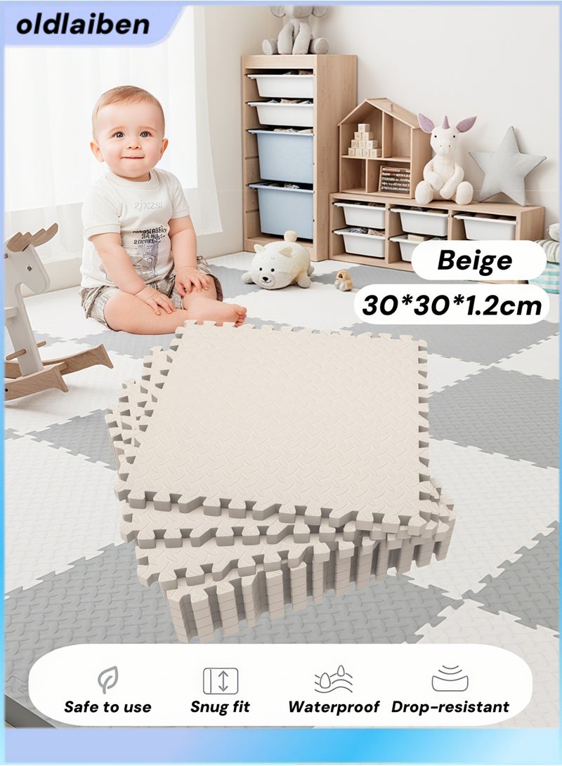 الدليبن سجادة لعب للأطفال، سجادة لعب ناعمة من مادة إي في إيه وحصائر زحف، سجادات أرضية من إسفنج الألغاز المتشابك، خالية من مادة بيسفينول أ، مناسبة للرضع والأطفال الصغار، لغرف الأطفال، صالون المنزل، غرفة النوم (بيج) - Image 1
