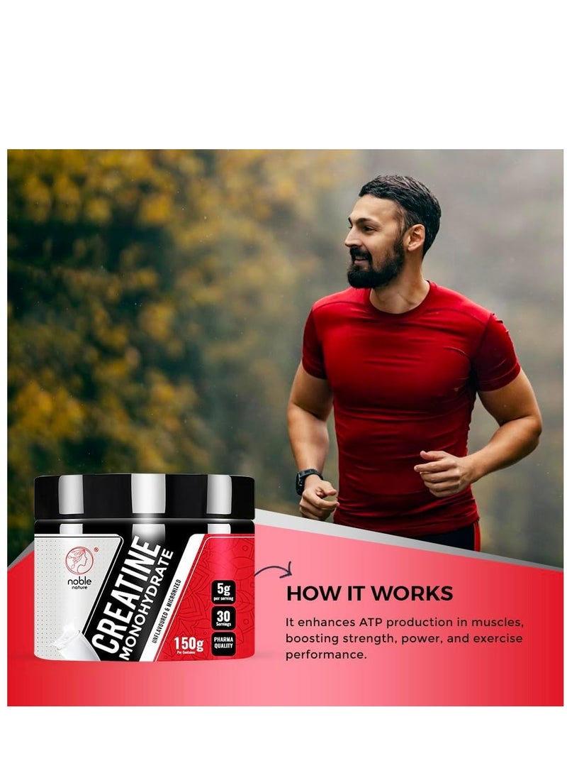 noble nature - Creatine Monohydrate Powder - Unflavoured & Micronized - 150 gm - Image 1