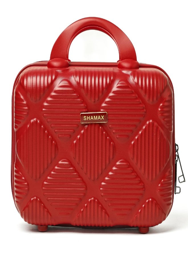 SHAMAX® Cosmetic Box Portable Makeup Travel Case Vanity Box Organiser Case All Makeup Accessories Mini Luggage, Mini Bag, Hard Shell Travel Luggage (Waterproof) ABS (750/ABS/Red, Red) - Image 1