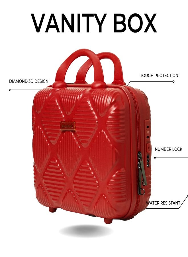 SHAMAX® Cosmetic Box Portable Makeup Travel Case Vanity Box Organiser Case All Makeup Accessories Mini Luggage, Mini Bag, Hard Shell Travel Luggage (Waterproof) ABS (750/ABS/Red, Red) - Image 3