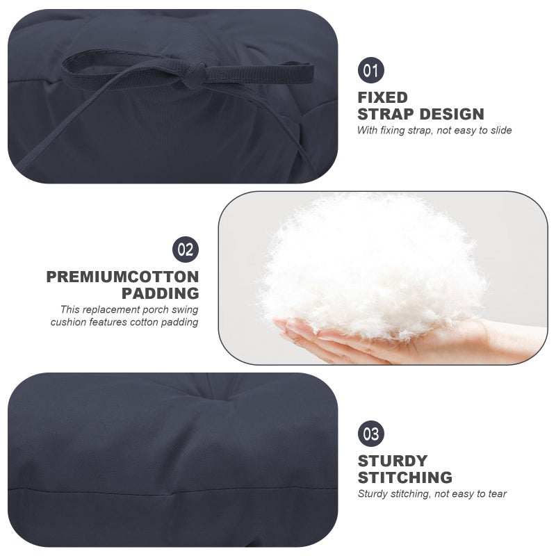 GPQAWER Outdoor Swing Cushions,Waterproof Swing Cushions 3 Seater Replacement with Backrest,Outdoor Thickened Bench Cushion with Ties for Porch,Patio,Backyard,Garden (Navy Blue 60 * 40 in) - Image 5