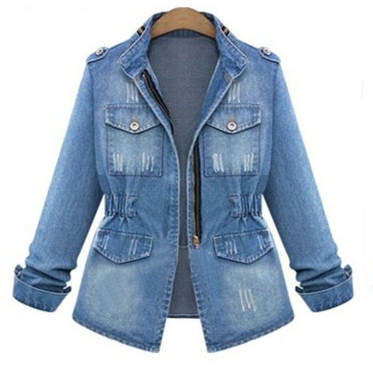 Ladies Slim Fit Denim Jacket Blue - Image 1