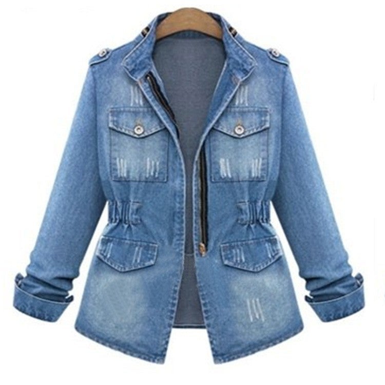 Ladies Slim Fit Denim Jacket Blue - Image 2