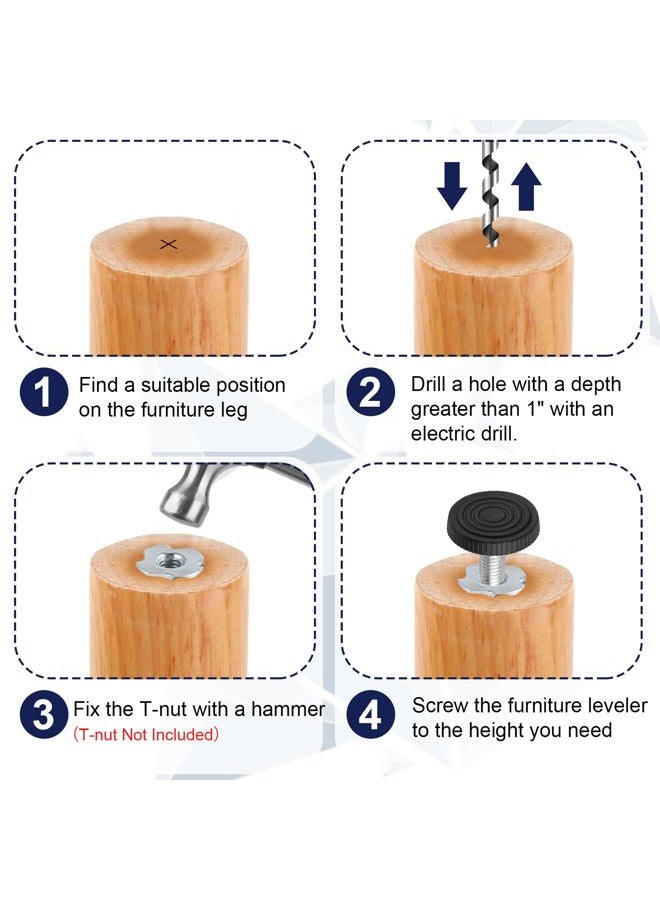 Coidea M8 12 PCS Adjustable Furniture Feet Threaded Screw in - Image 5