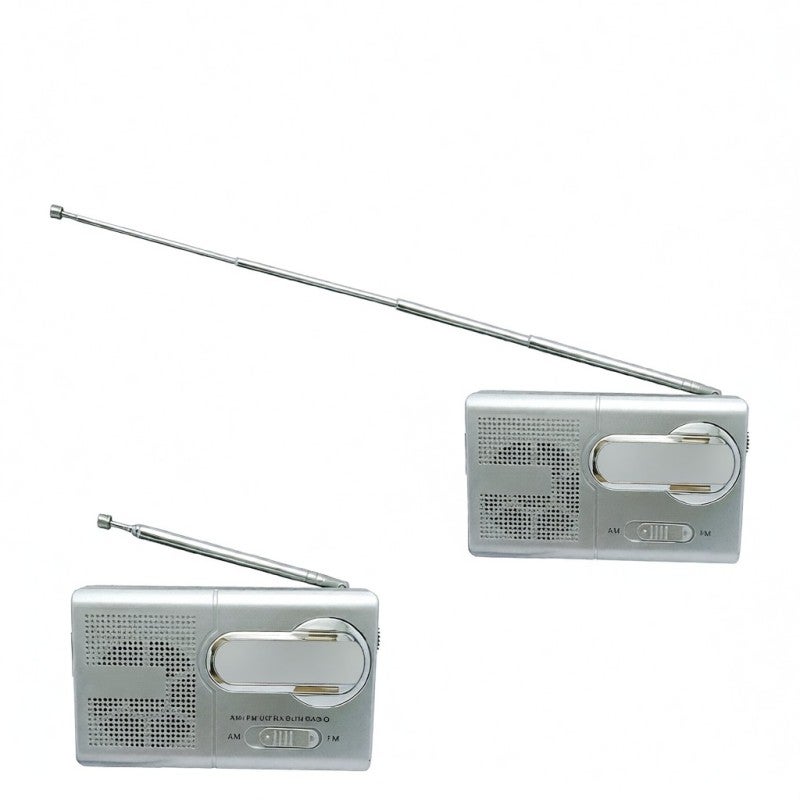 Portable Mini Radio: Silver Grey, 10 Inch Retractable Antenna, AM/FM Dual-Band - High-Performance Built-In Speaker, 3.5mm Headphone Jack, Lightweight Compact Design for Outdoor Travel Home Daily Use - Image 4