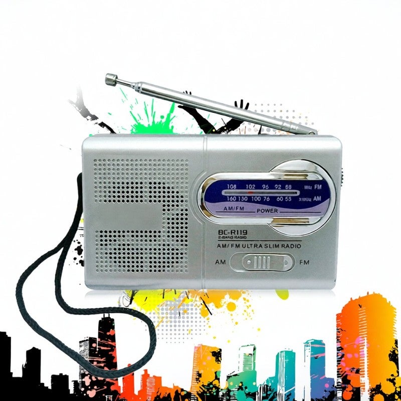 Portable Mini Radio: Silver Grey, 10 Inch Retractable Antenna, AM/FM Dual-Band - High-Performance Built-In Speaker, 3.5mm Headphone Jack, Lightweight Compact Design for Outdoor Travel Home Daily Use - Image 5
