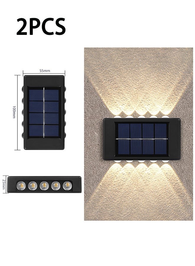 2 قطعة 10 LED ضوء بالطاقة الشمسية في الهواء الطلق صعودا وهبوطا ضوء المرآب الشمسي مقاوم للماء في الهواء الطلق ضوء الأمن اللاسلكي في الهواء الطلق ضوء الأمن الشمسي مناسب للفناء والمستودع والمرآب - Image 1
