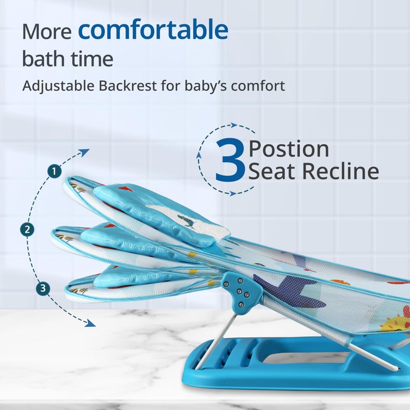 نورميل كرسي استحمام الأطفال من NORMELLE للمواليد حتى 12 شهرًا – مقعد استحمام للرضع قابل للإمالة مع شبكة ناعمة قابلة للغسل، قاعدة مانعة للانزلاق، كرسي حمام محمول مع دعم للرأس للاستخدام في الحوض أو المغسلة - Image 4