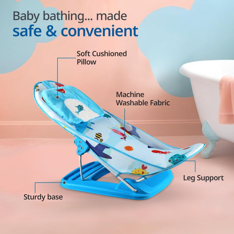 نورميل كرسي استحمام الأطفال من NORMELLE للمواليد حتى 12 شهرًا – مقعد استحمام للرضع قابل للإمالة مع شبكة ناعمة قابلة للغسل، قاعدة مانعة للانزلاق، كرسي حمام محمول مع دعم للرأس للاستخدام في الحوض أو المغسلة - Image 3