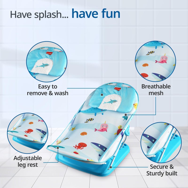 نورميل كرسي استحمام الأطفال من NORMELLE للمواليد حتى 12 شهرًا – مقعد استحمام للرضع قابل للإمالة مع شبكة ناعمة قابلة للغسل، قاعدة مانعة للانزلاق، كرسي حمام محمول مع دعم للرأس للاستخدام في الحوض أو المغسلة - Image 5