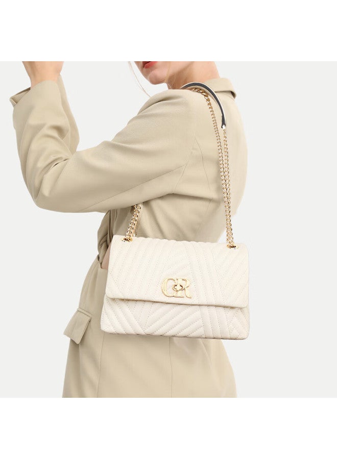 Crocodile Fashion Cowhide Shoulder Bag For Women, High-end Ladies Crossbody Bag, Versatile Chain Bag, Gift, 2445 Off-white - Image 1