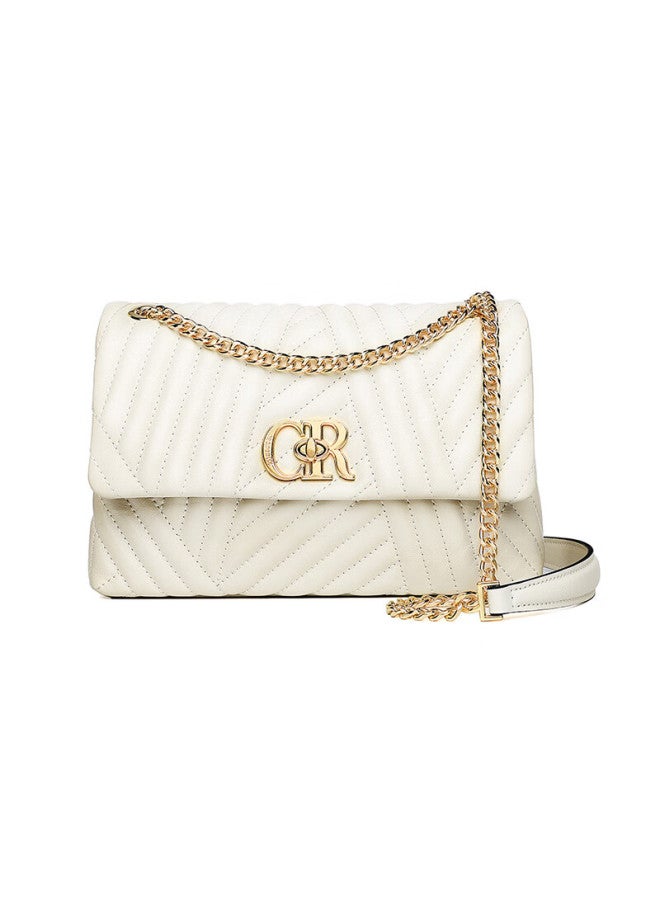 Crocodile Fashion Cowhide Shoulder Bag For Women, High-end Ladies Crossbody Bag, Versatile Chain Bag, Gift, 2445 Off-white - Image 3