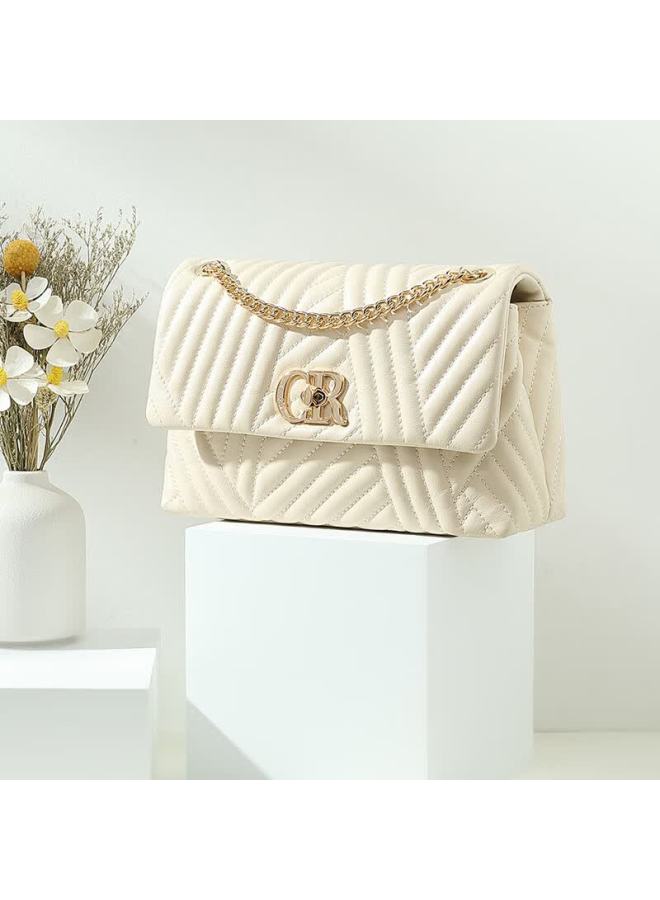Crocodile Fashion Cowhide Shoulder Bag For Women, High-end Ladies Crossbody Bag, Versatile Chain Bag, Gift, 2445 Off-white - Image 2
