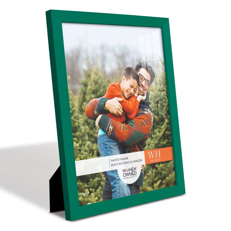 Renditions Gallery 11x14 inch Picture Frame Modern Style Wood Pattern and High Definition Glass Ready for Wall and Tabletop Photo Display Green Frame