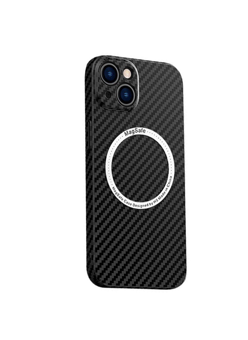 Generic - IPhone 15 Plus Case Compatible With MagSafe Support Wireless Charging Ultra Thin Slim Shockproof Carbon Fiber Texture Plastic Hard Back Phone Accessories Cover Iphone 15 Plus - Image 1