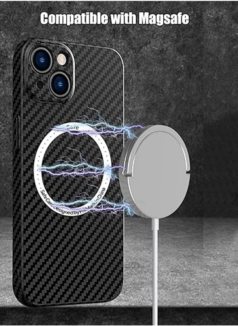 Generic - IPhone 15 Plus Case Compatible With MagSafe Support Wireless Charging Ultra Thin Slim Shockproof Carbon Fiber Texture Plastic Hard Back Phone Accessories Cover Iphone 15 Plus - Image 1