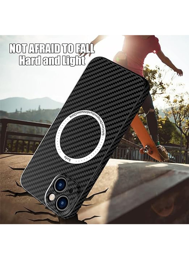 Generic - IPhone 15 Plus Case Compatible With MagSafe Support Wireless Charging Ultra Thin Slim Shockproof Carbon Fiber Texture Plastic Hard Back Phone Accessories Cover Iphone 15 Plus - Image 1