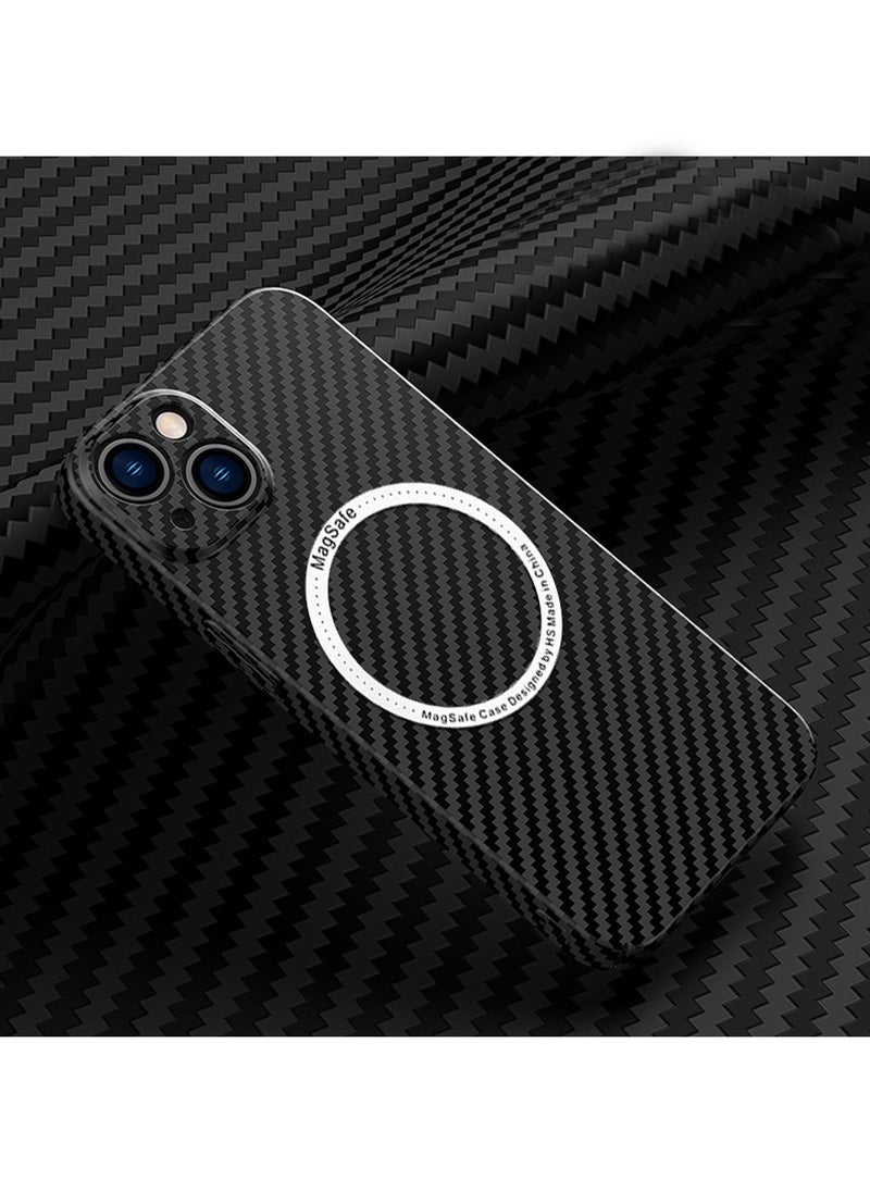 Generic - IPhone 15 Plus Case Compatible With MagSafe Support Wireless Charging Ultra Thin Slim Shockproof Carbon Fiber Texture Plastic Hard Back Phone Accessories Cover Iphone 15 Plus - Image 1
