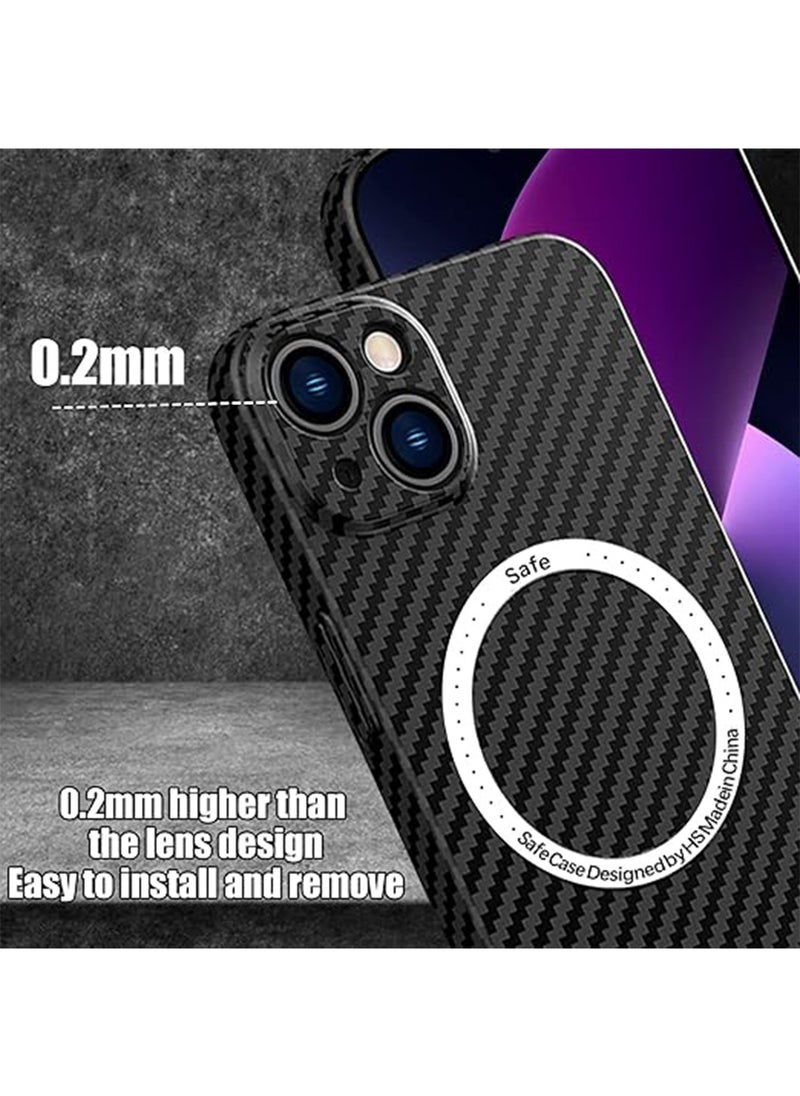 Generic - IPhone 15 Plus Case Compatible With MagSafe Support Wireless Charging Ultra Thin Slim Shockproof Carbon Fiber Texture Plastic Hard Back Phone Accessories Cover Iphone 15 Plus - Image 1