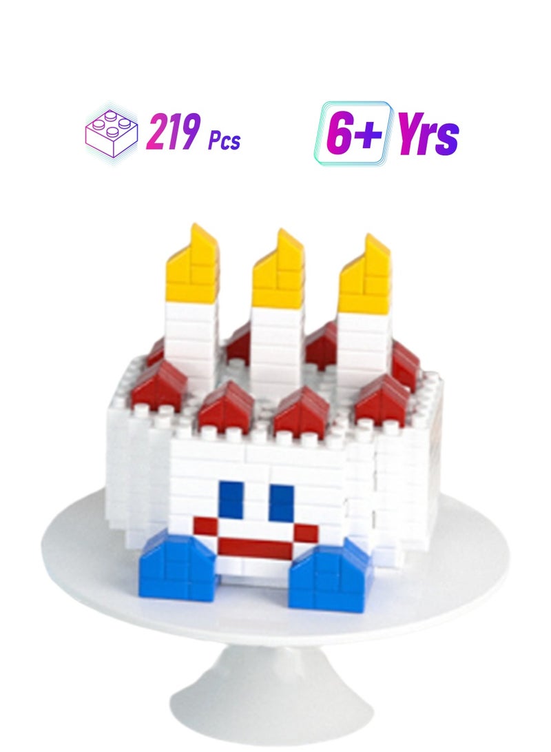 219 Pcs Smiley Birthday Cake Building Blocks Set Party Favors Friends Girls Gifts Suitable For Children Over 6 Years Old Classroom And Party Building Blocks Set - Image 1