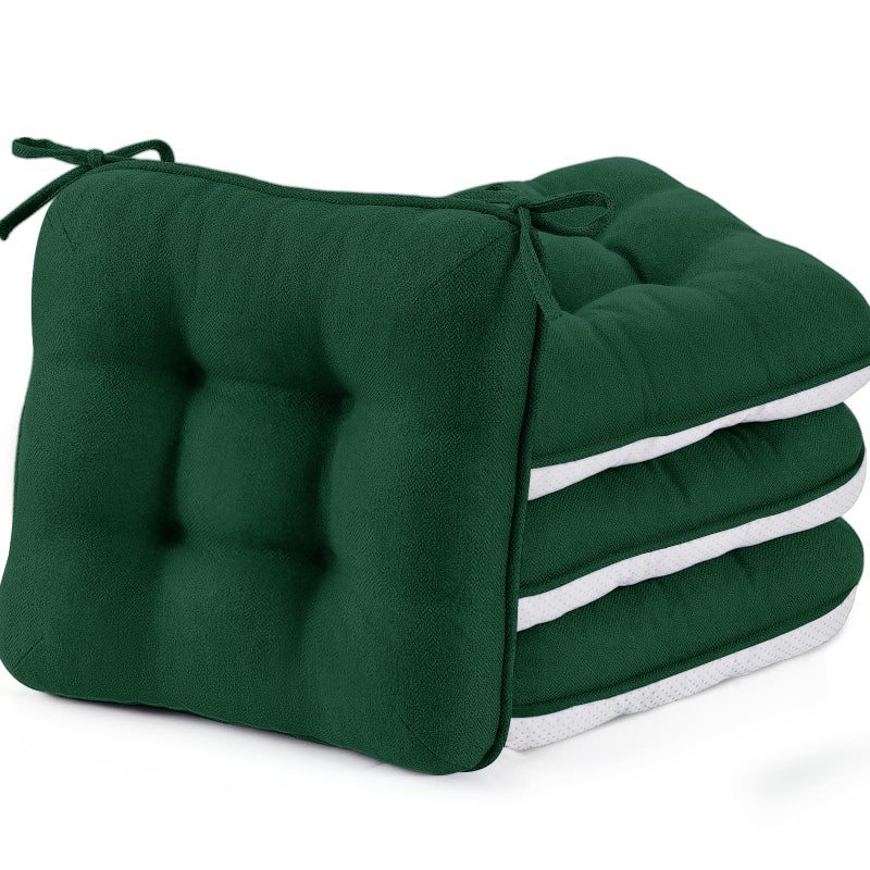 BETU Chair Cushions for Dining Chairs Set of 435 Thick Kitchen Table Chair Pads with TiesNon Slip Backing and Covers Seat Cushion for Dining RoomBarPatio Chairs155X155X35Dark Green - Image 2