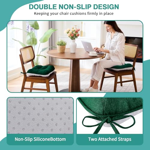 BETU Chair Cushions for Dining Chairs Set of 435 Thick Kitchen Table Chair Pads with TiesNon Slip Backing and Covers Seat Cushion for Dining RoomBarPatio Chairs155X155X35Dark Green - Image 3