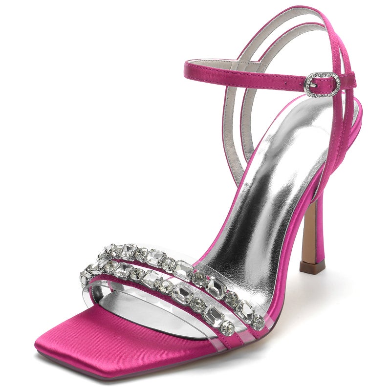 2025 High-Heeled Square Toe Fashionable Elegant Versatile Daily Shoes Wedding Sandals Bridal Shoes Bridesmaid Shoes 38063-8 - Image 2