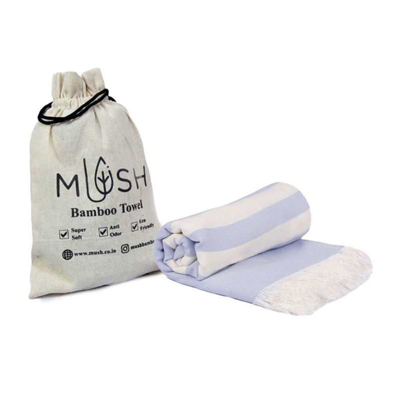 Mush 100% Bamboo Light Weight & Ultra-Compact Turkish Towel Super Soft, Absorbent, Quick Dry,Anti-Odor Bamboo Towel for Bath,Travel,Gym, Swim and Workout (1, Ice Melt Blue)-250 Tc - Image 1