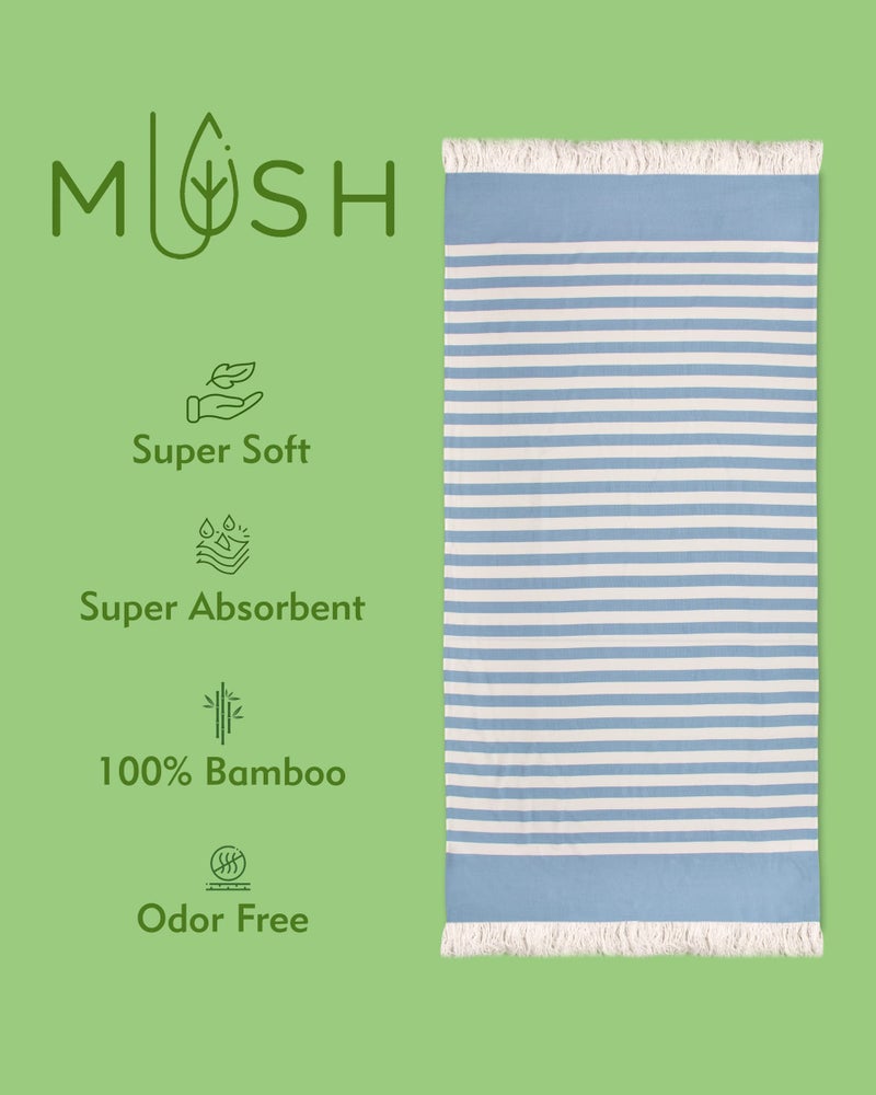 Mush 100% Bamboo Light Weight & Ultra-Compact Turkish Towel Super Soft, Absorbent, Quick Dry,Anti-Odor Bamboo Towel for Bath,Travel,Gym, Swim and Workout (1, Ice Melt Blue)-250 Tc - Image 5