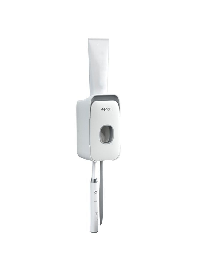 NIBEMINENT Toothpaste Dispenser With Toothbrush Holder White/Grey 19x10.7x11.8centimeter - Image 1