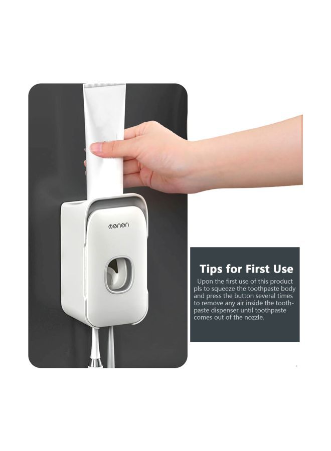 NIBEMINENT Toothpaste Dispenser With Toothbrush Holder White/Grey 19x10.7x11.8centimeter - Image 2