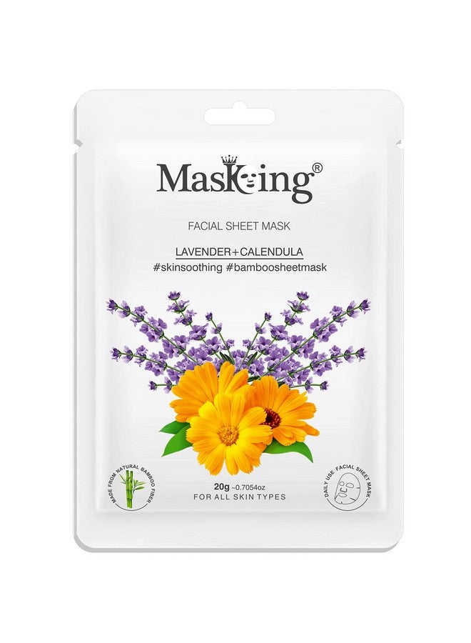 MasKing Bamboo Facial Sheet Mask of Lavender & Calendula for Skin Soothing Ideal for Women & Men, 20ml each (Pack of 4) - Image 2