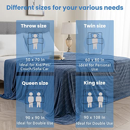 OIGAE Cooling Blanket for Hot Sleepers - Soft & Lightweight Summer Cold Blanket for Night Sweats | Perfect for Bed, Couch, Sofa (Dark Blue, Twin 60" x 80") - Image 2