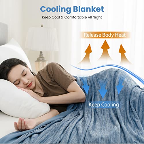 OIGAE Cooling Blanket for Hot Sleepers - Soft & Lightweight Summer Cold Blanket for Night Sweats | Perfect for Bed, Couch, Sofa (Dark Blue, Twin 60" x 80") - Image 4