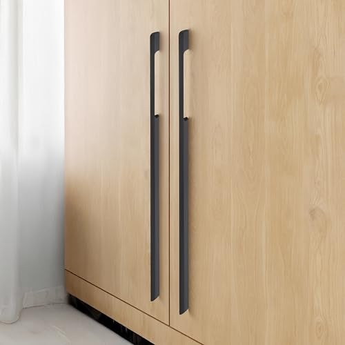 LAPO 4 Piece 24 inch Handle for Wardrobe, Long Pull Handle for Cabinet with Comfy Grip, Aluminum Handle for Kitchen, Bedroom, Office, Cabinet Wardrobe with Screws (Black, 600mm (24 inch) M-FB - Image 1