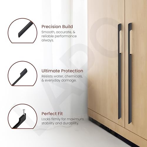 LAPO 4 Piece 24 inch Handle for Wardrobe, Long Pull Handle for Cabinet with Comfy Grip, Aluminum Handle for Kitchen, Bedroom, Office, Cabinet Wardrobe with Screws (Black, 600mm (24 inch) M-FB - Image 4