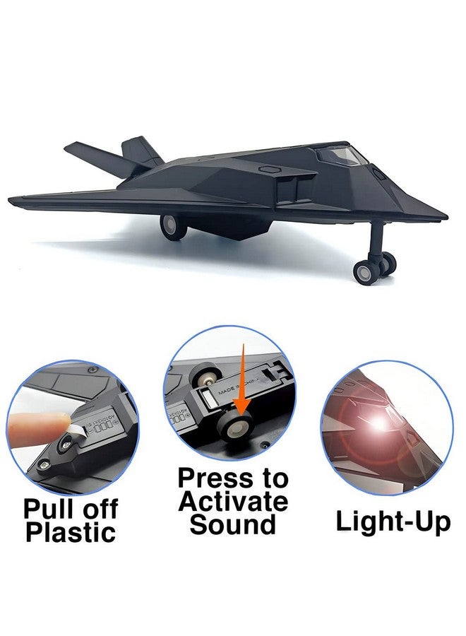 Diecast Stealth Fighter Jet Metal Military Airplane Toy - 1:400 Scale Alloy Model Tactical Aircraft with Pullback Action, Lights and Sound - Image 3