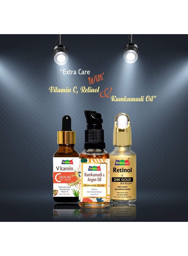 SebonCare Vitamin C Serum for Face and 24K Gold Retinol Face Serum Combo for Wrinkle Control, Skin Tightening, Anti Ageing - Image 2
