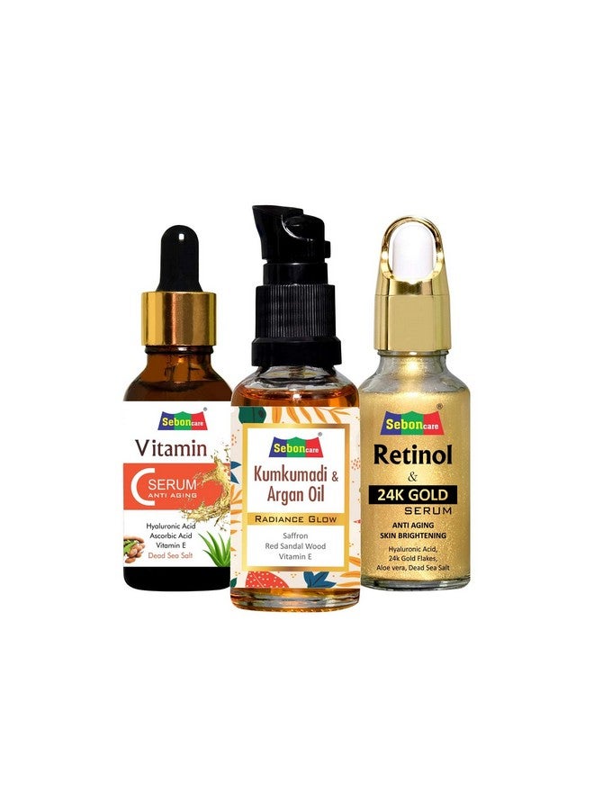 SebonCare Vitamin C Serum for Face and 24K Gold Retinol Face Serum Combo for Wrinkle Control, Skin Tightening, Anti Ageing - Image 1