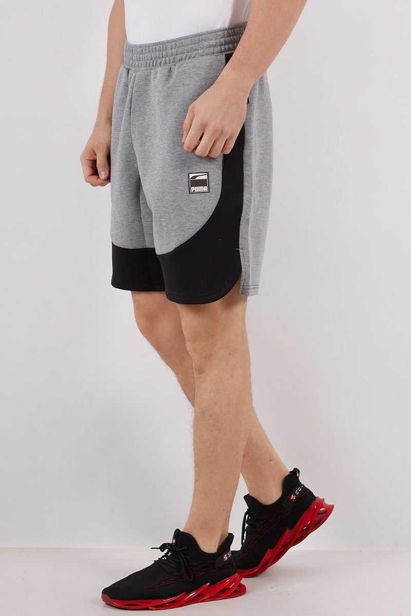 PUMA Men Drawstring Heather Dime Shorts, Grey - Image 4