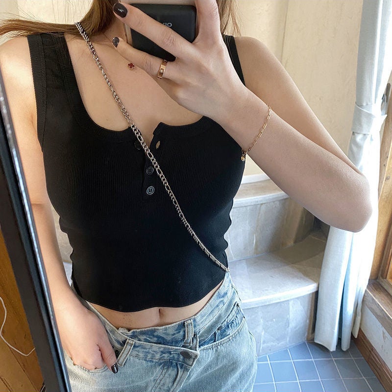 Women's Sleeveless Stretch Knit Camisole Top - Slim Fit Short Length - Image 4