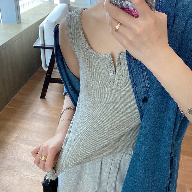 Women's Sleeveless Stretch Knit Camisole Top - Slim Fit Short Length - Image 2