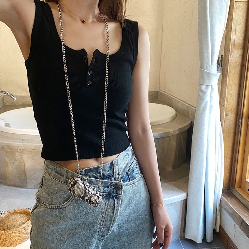 Women's Sleeveless Stretch Knit Camisole Top - Slim Fit Short Length - Image 5