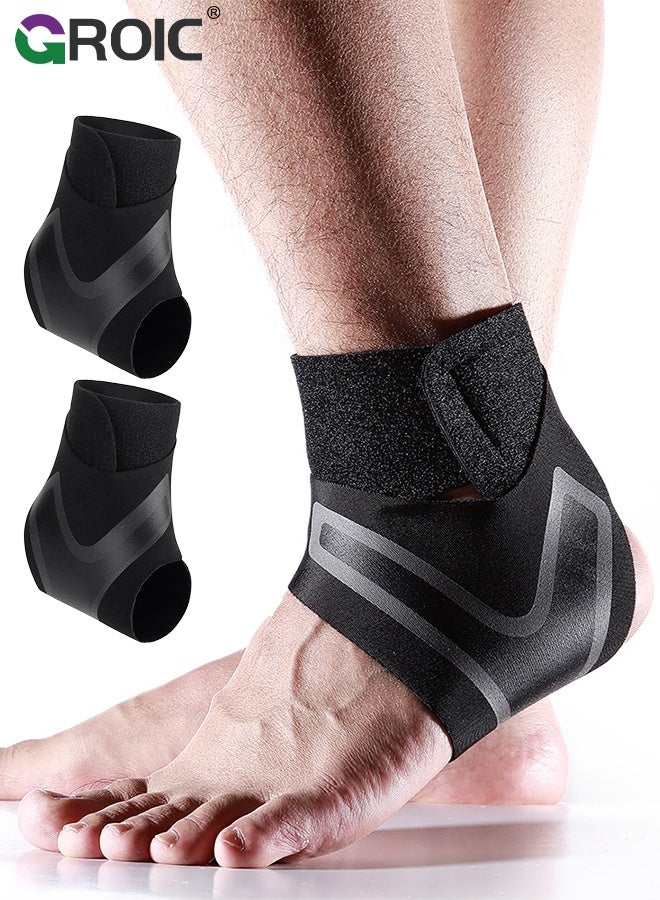 GROIC 1 Pair Ankle Brace for Women & Men - Breathable Comfortable Adjustable Ankle Wrap, Ankle Support for Running, Basketball, Achilles, Minor Sprains, Joint Pain Relief, Injury Recovery, M - Image 1