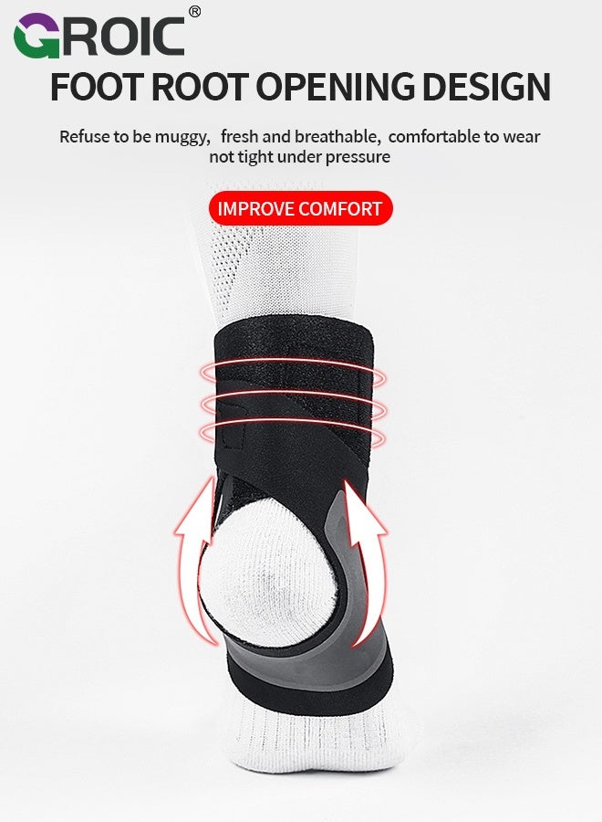 GROIC 1 Pair Ankle Brace for Women & Men - Breathable Comfortable Adjustable Ankle Wrap, Ankle Support for Running, Basketball, Achilles, Minor Sprains, Joint Pain Relief, Injury Recovery, M - Image 4