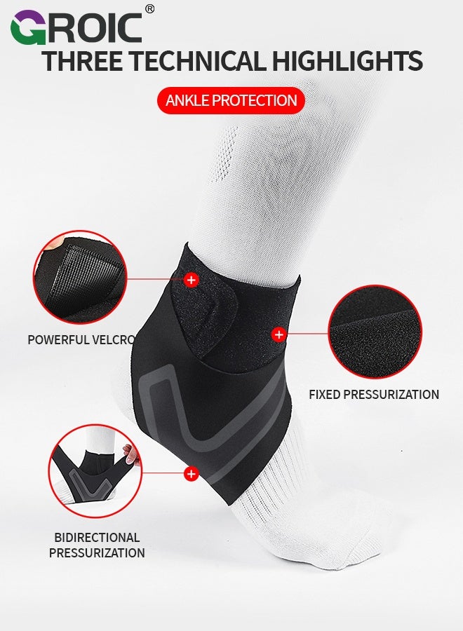 GROIC 1 Pair Ankle Brace for Women & Men - Breathable Comfortable Adjustable Ankle Wrap, Ankle Support for Running, Basketball, Achilles, Minor Sprains, Joint Pain Relief, Injury Recovery, M - Image 3