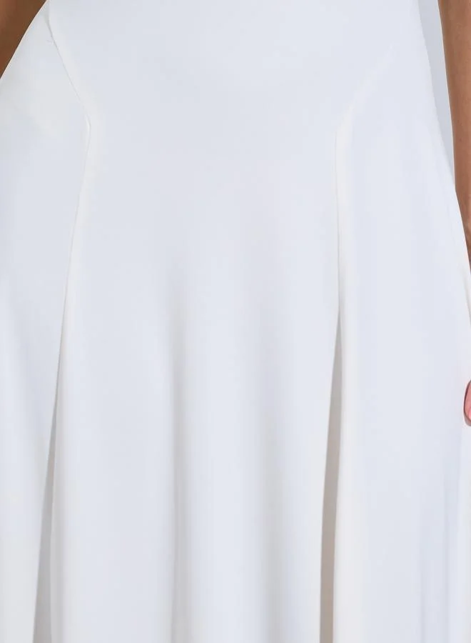 Styli ivory Off White Halter Neck A-Line Maxi Dress for Women | Best Price UAE