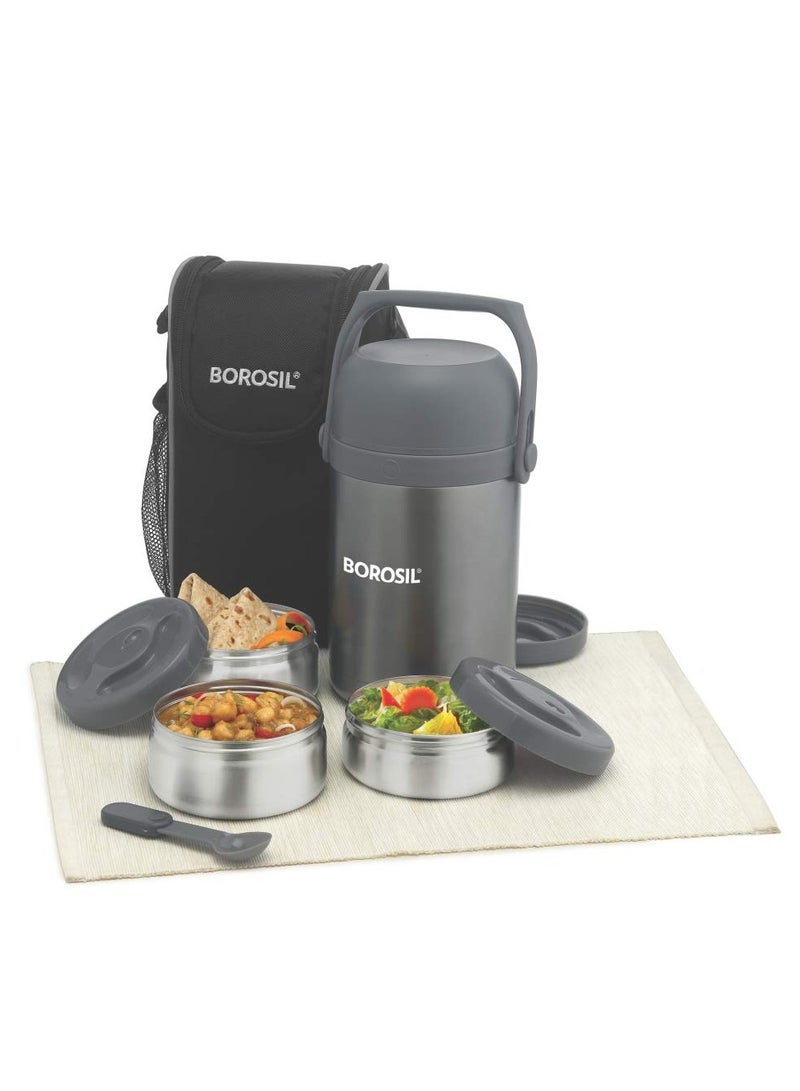 Borosil - Hot-N-Fresh Stainless Steel Insulated Lunch Box, Set of 3 (1pcs 350 ml + 2pcs 420 ml) and Hot-N-Fresh Stainless Steel Insulated Lunch Box, Set of 4 (2pcs 350 ml + 2pcs 420 ml)  - Image 3